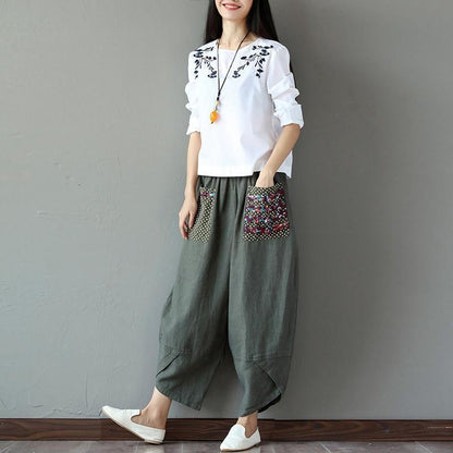 Patchwork Pocket Harem Pants (2 Colors)