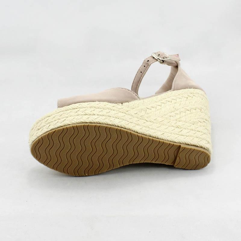 Peep Toe Espadrille Wedges with Ankle Strap