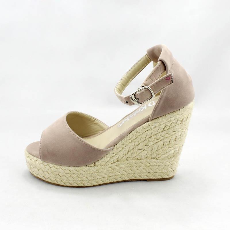 Peep Toe Espadrille Wedges with Ankle Strap