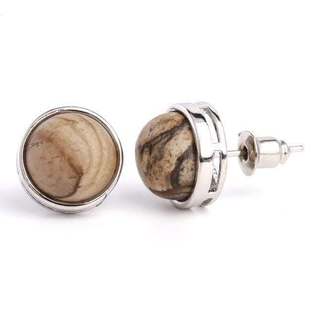 Natural Stone Round Earrings