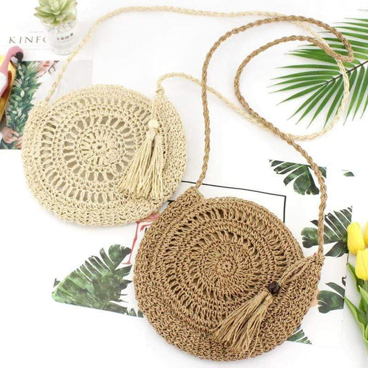 Raffia Crossbody Circle Bag