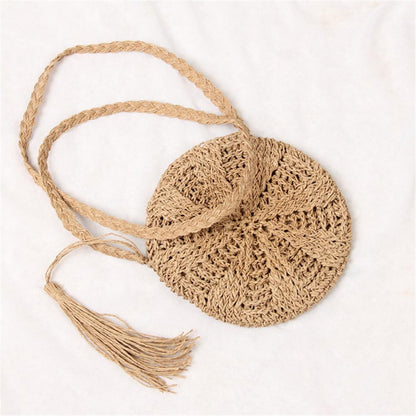 Rattan Woven Crossbody Circle Bag