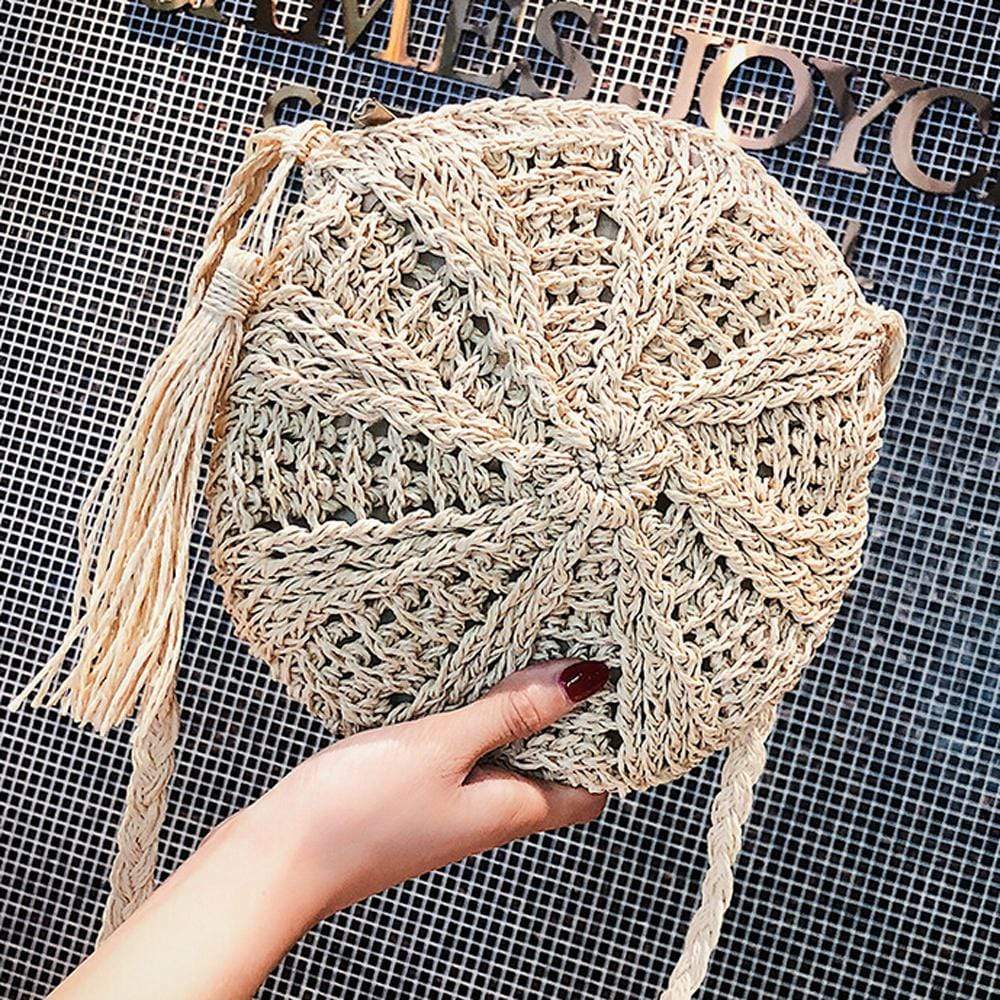 Rattan Woven Crossbody Circle Bag