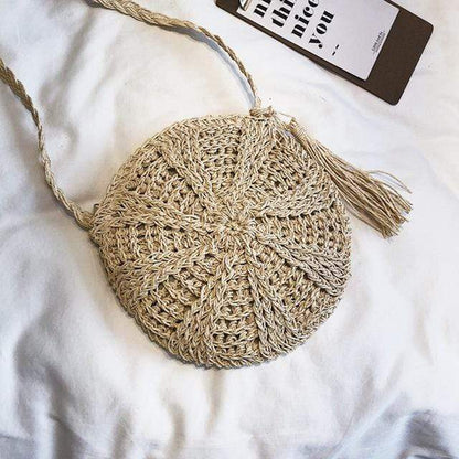 Rattan Woven Crossbody Circle Bag