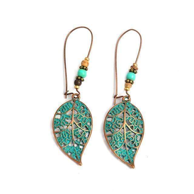 Bronze Hollow Leaf Drop Earrings