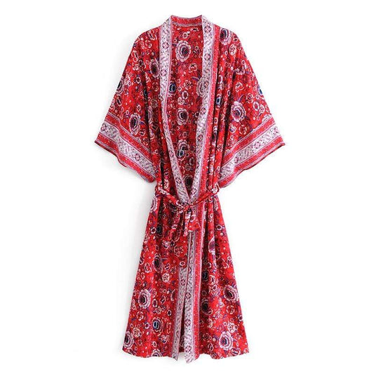 Red Roses Kimono Robe