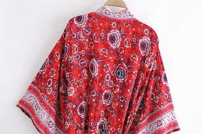 Red Roses Kimono Robe