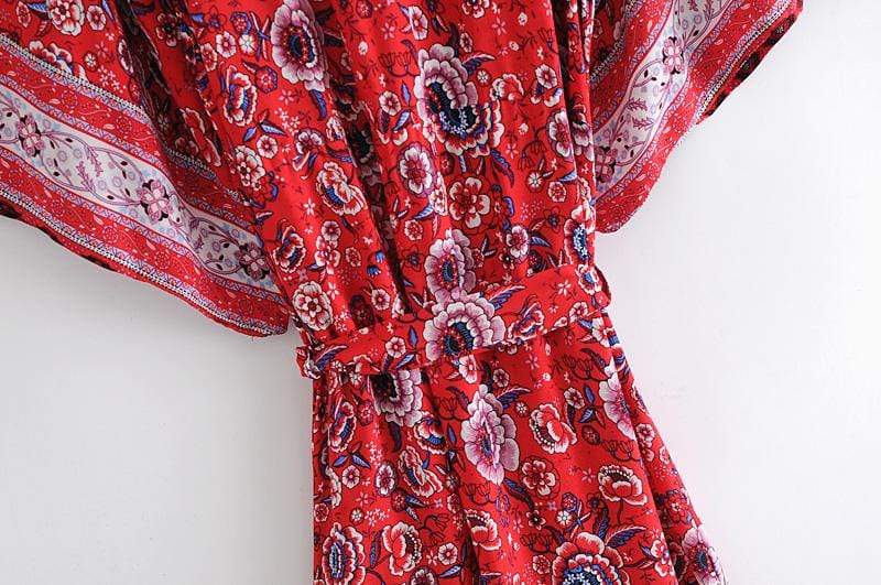 Red Roses Kimono Robe