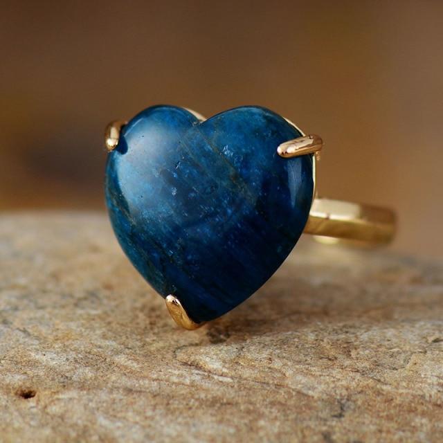 Natural Gemstone Heart Shaped Ring