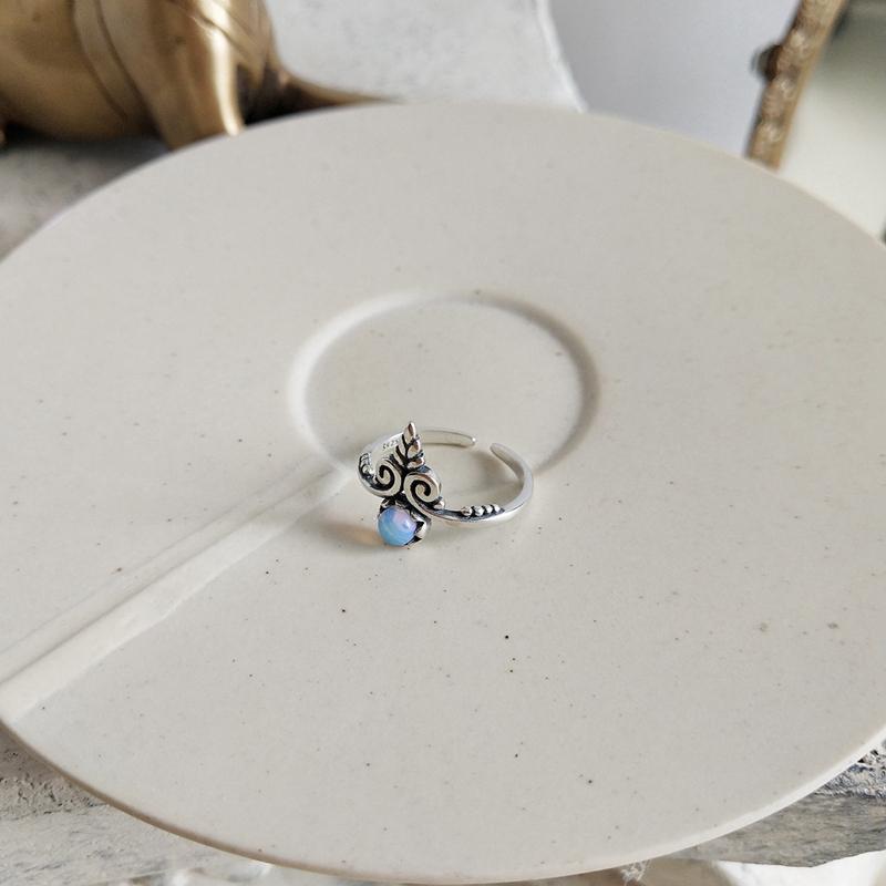 Boho Rings with Opal in Sterling Silver