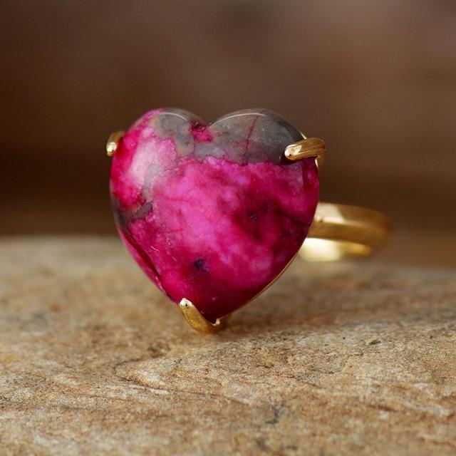 Natural Gemstone Heart Shaped Ring