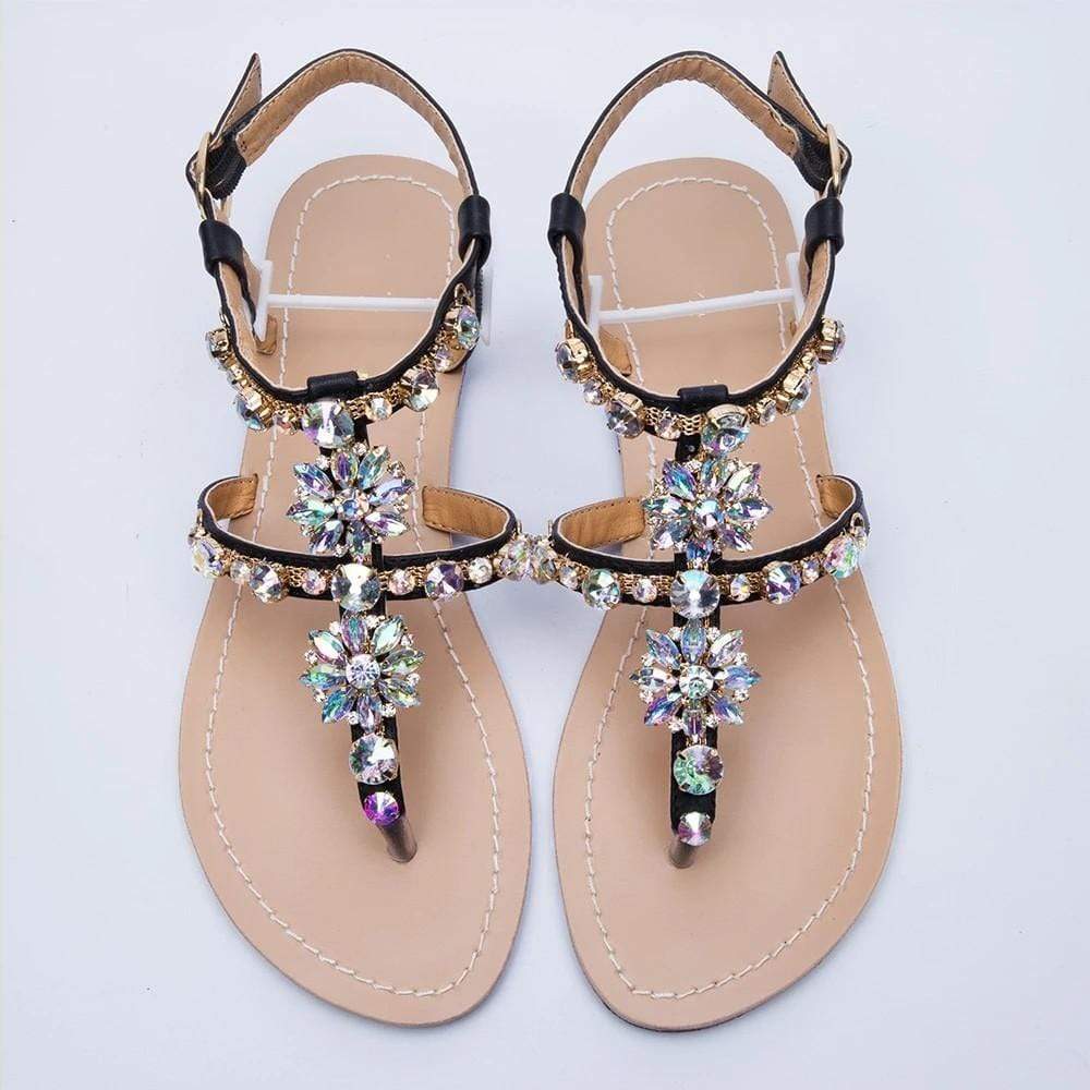 Rhinestones Embellished Flat Sandals