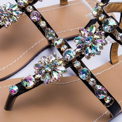 Rhinestones Embellished Flat Sandals