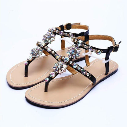 Rhinestones Embellished Flat Sandals