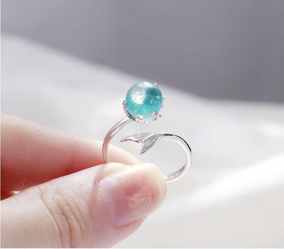 925 Sterling Silver Ocean Blue Mermaid Ring