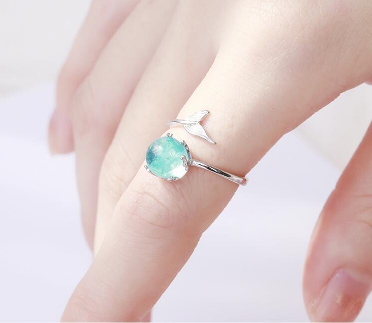 925 Sterling Silver Ocean Blue Mermaid Ring