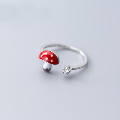 S925 Sterling Silver Mushroom Ring