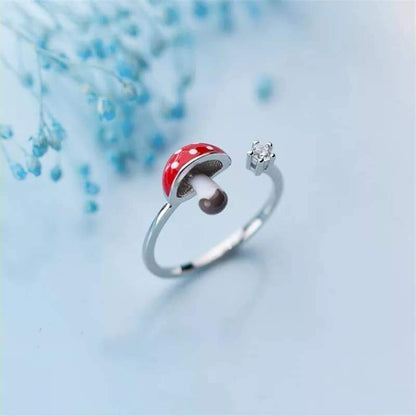 S925 Sterling Silver Mushroom Ring