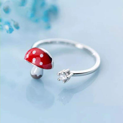 S925 Sterling Silver Mushroom Ring