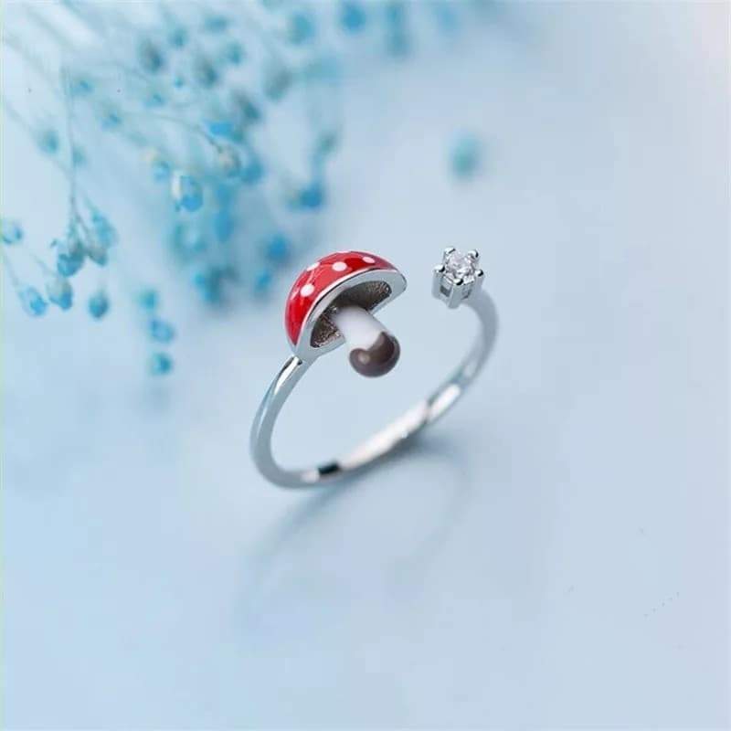 S925 Sterling Silver Mushroom Ring