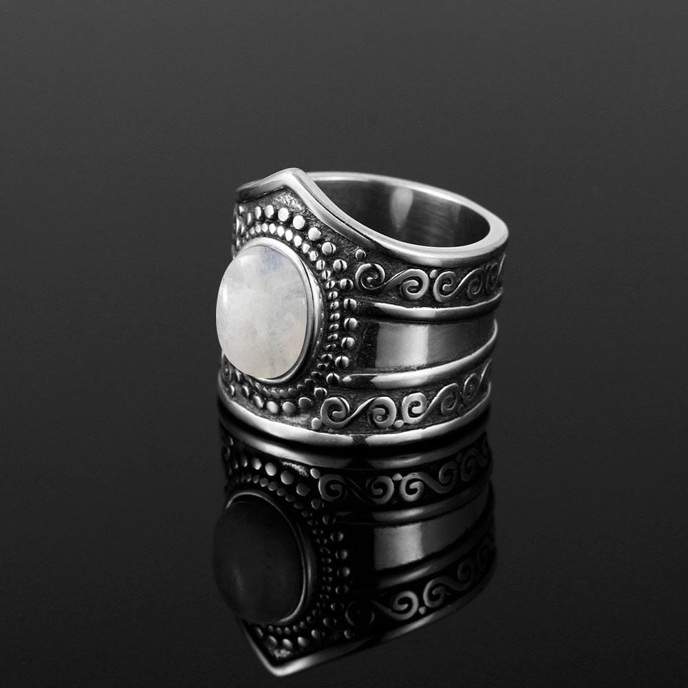 S925 Sterling Silver Rainbow Moonstone Ring