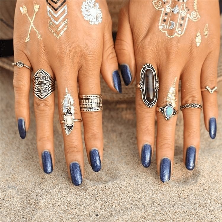 Bohemian Flower Ring Set 8pcs