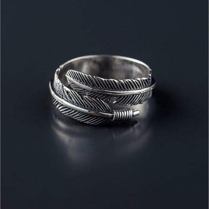 Sterling Silver Boho Feather Ring