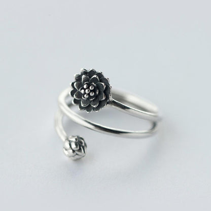 Sterling Silver Lotus Flower Ring