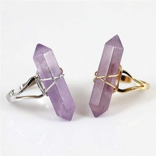 Amethyst Crystal Point Quartz Ring