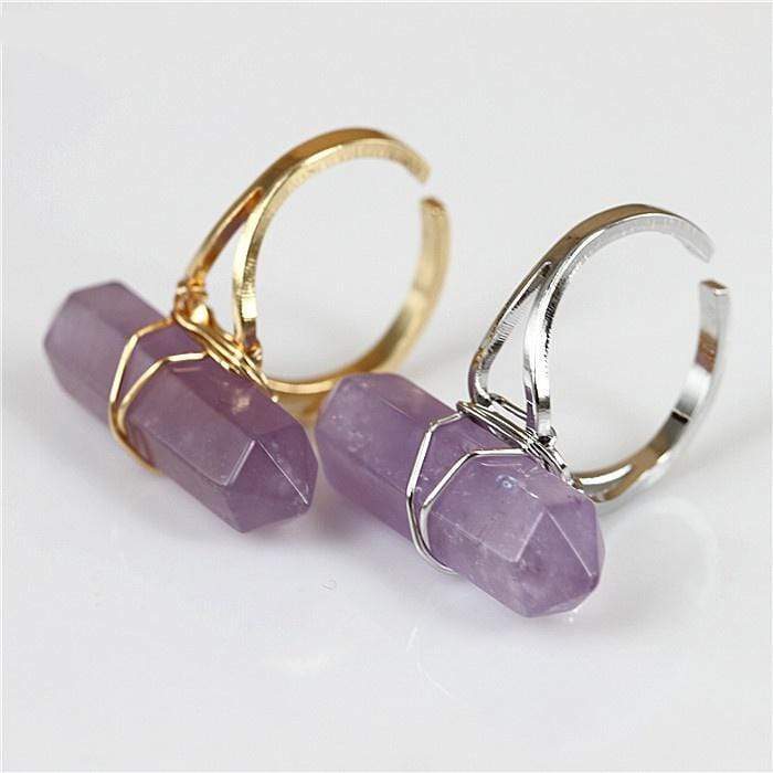 Amethyst Crystal Point Quartz Ring