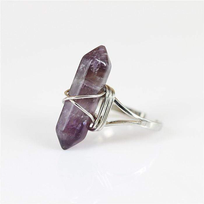 Amethyst Crystal Point Quartz Ring