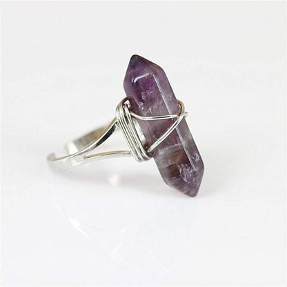 Amethyst Crystal Point Quartz Ring