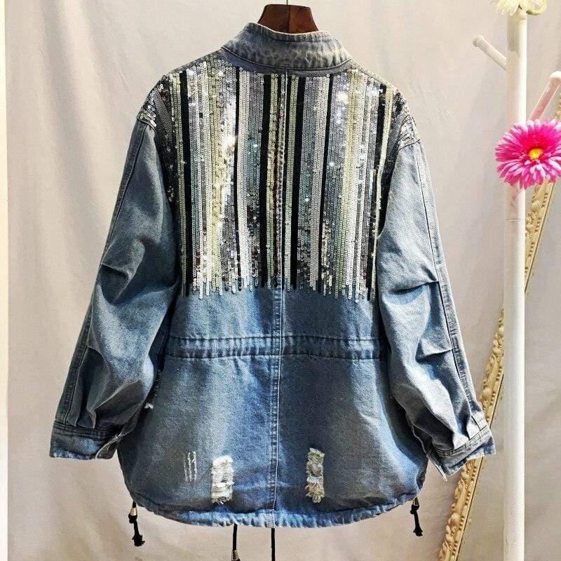 Sequins Embroidered Denim Jacket