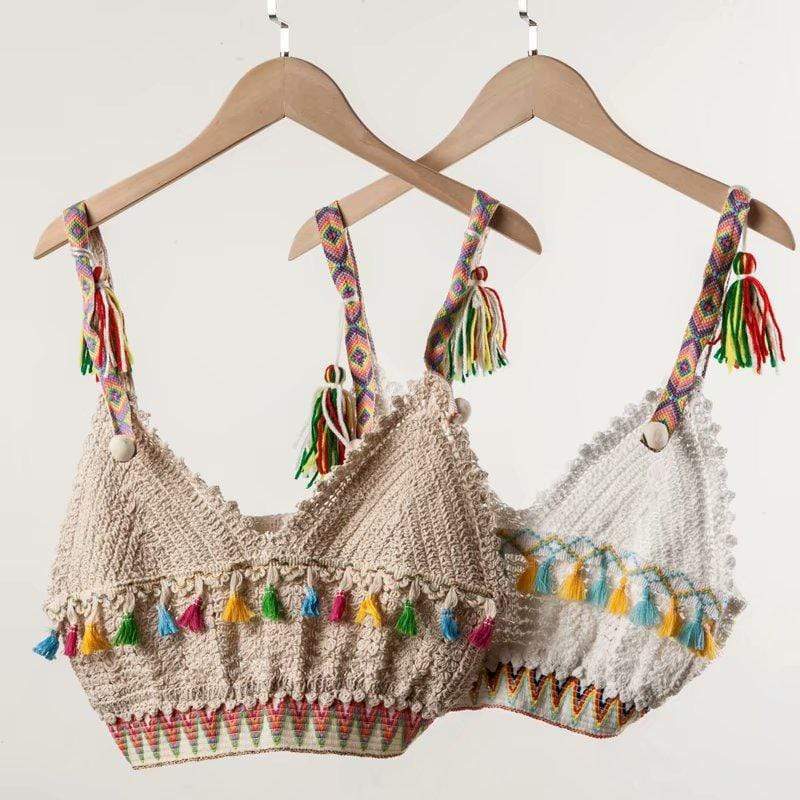 Seshat Embroidery Sleeveless Crop Top