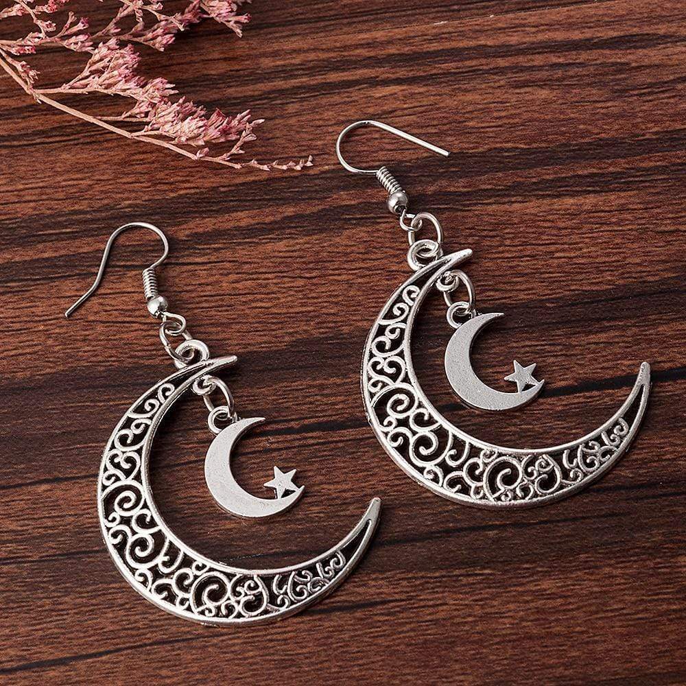 Silver Crescent Moon Earrings