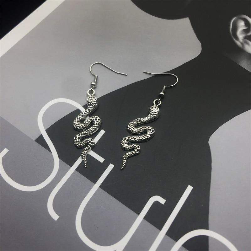 Silver Snake Dangle Earrings