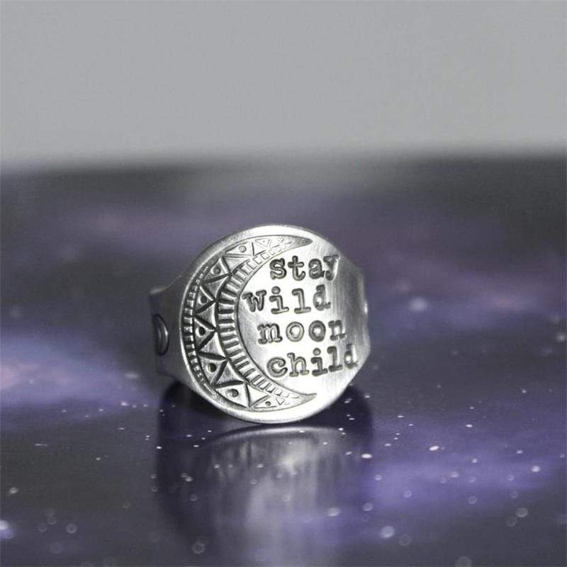 Stay Wild Moon Child Silver Ring