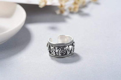 Sterling Silver Ethnic Elephant Design Ring