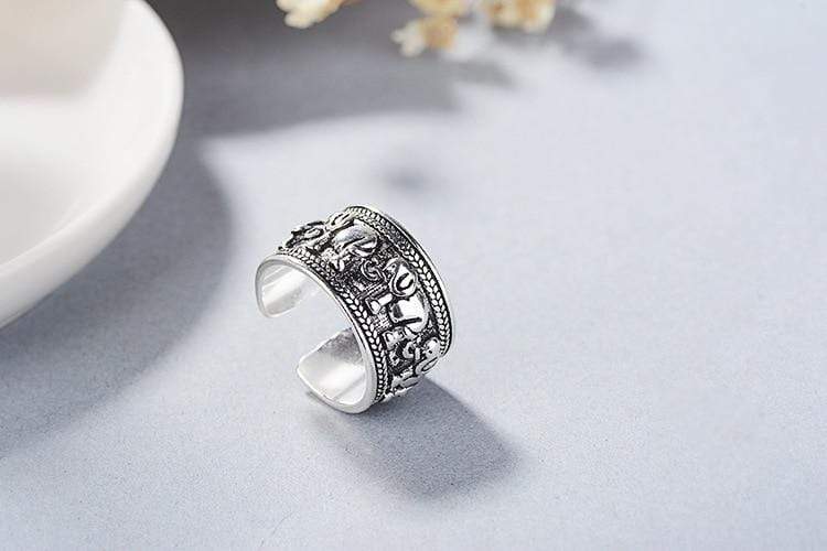 Sterling Silver Ethnic Elephant Design Ring