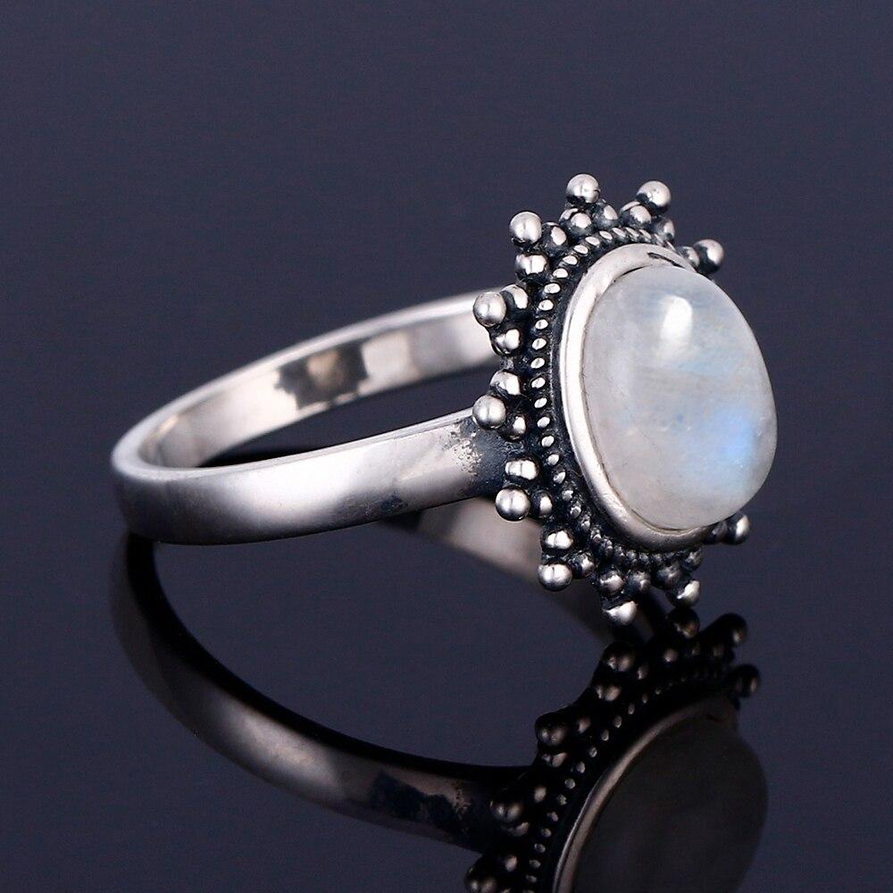 Sterling Silver Moonstone Moon Ring