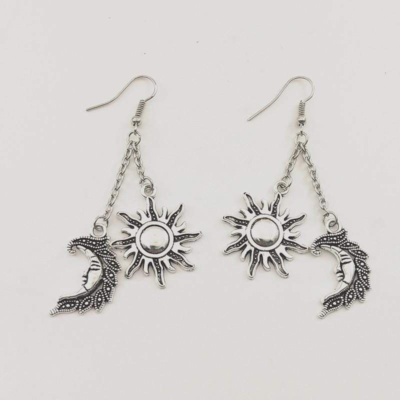 Sun and Moon Dangle Earrings