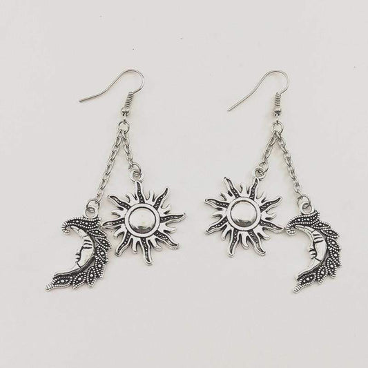 Sun and Moon Dangle Earrings