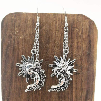 Sun and Moon Dangle Earrings