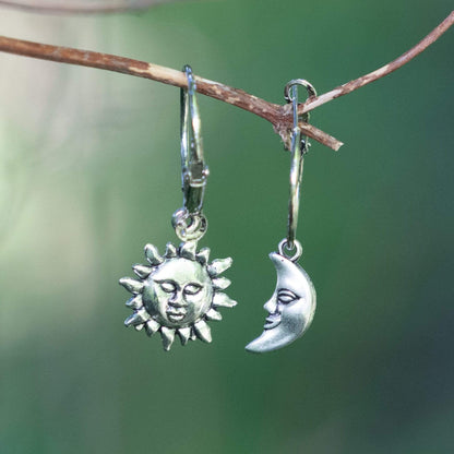 Sun and Moon Hoop Earrings