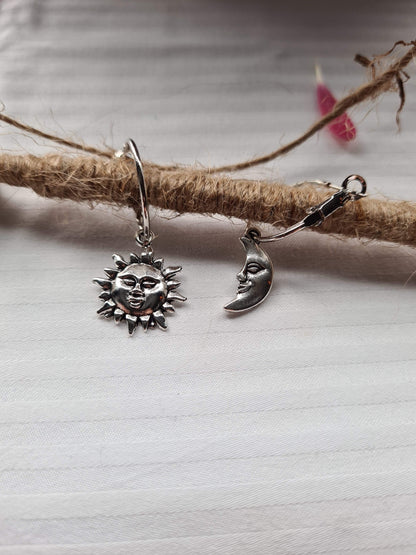 Sun and Moon Hoop Earrings