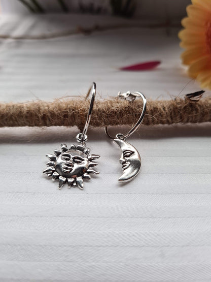 Sun and Moon Hoop Earrings