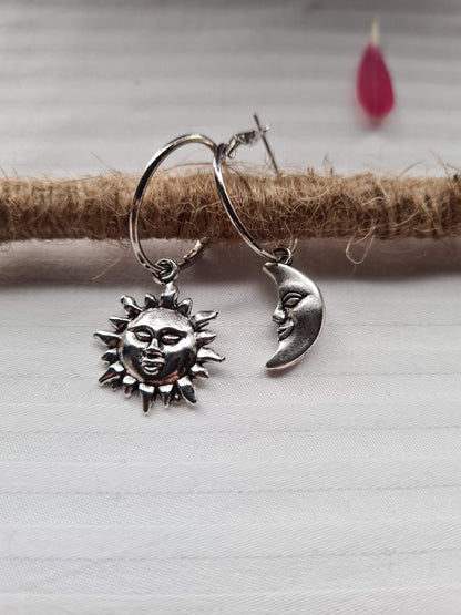 Sun and Moon Hoop Earrings