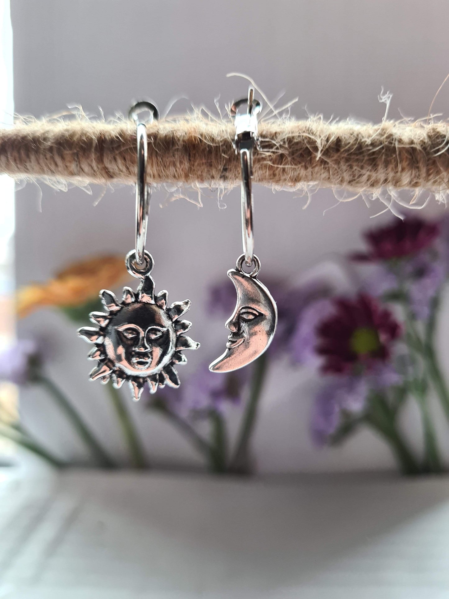 Sun and Moon Hoop Earrings