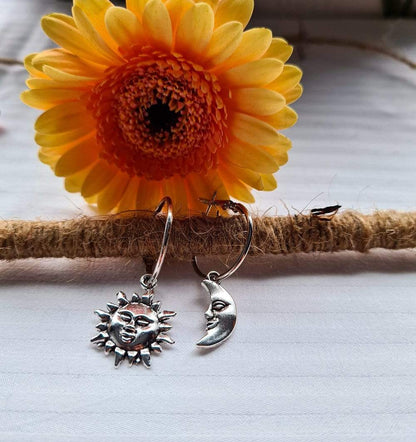 Sun and Moon Hoop Earrings