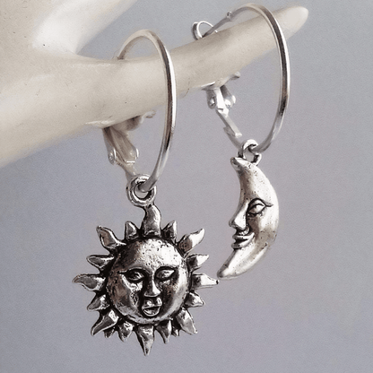 Sun and Moon Hoop Earrings